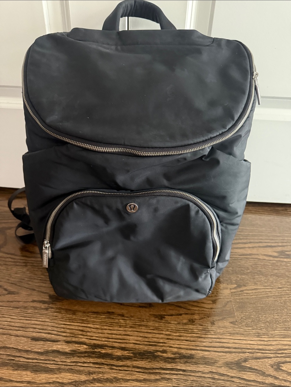 lululemon athletica Black Nylon Backpack with Front Zip Pocket